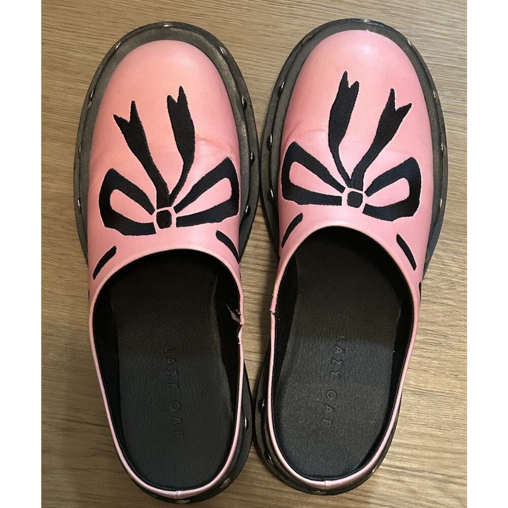 Lazy Oaf Women's Pink Pretty Tough Bow Clogs Shoes - Size EU40/9.5US - Picture 4 of 8